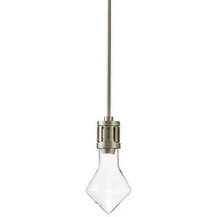 Modern nickel pendant lamp with geometric clear glass shade from YH Lamps