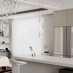 Modern crystal pendant lamps in a bright kitchen, designer lighting by YH Lamps