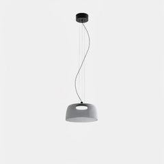 Modern smoke grey single-layer pendant chandelier with warm light, suspended by thin black wires