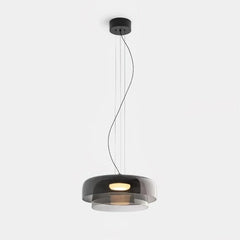 Modern smoke grey glass single-layer pendant lamp chandelier with warm light, minimalist design by YH Lamps