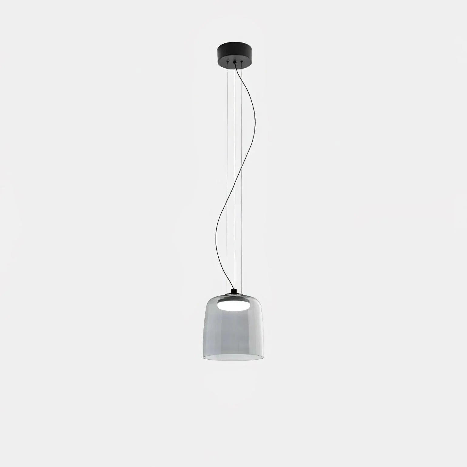 Modern smoke grey glass single-layer pendant lamp with warm light, minimalist chandelier from YH Lamps