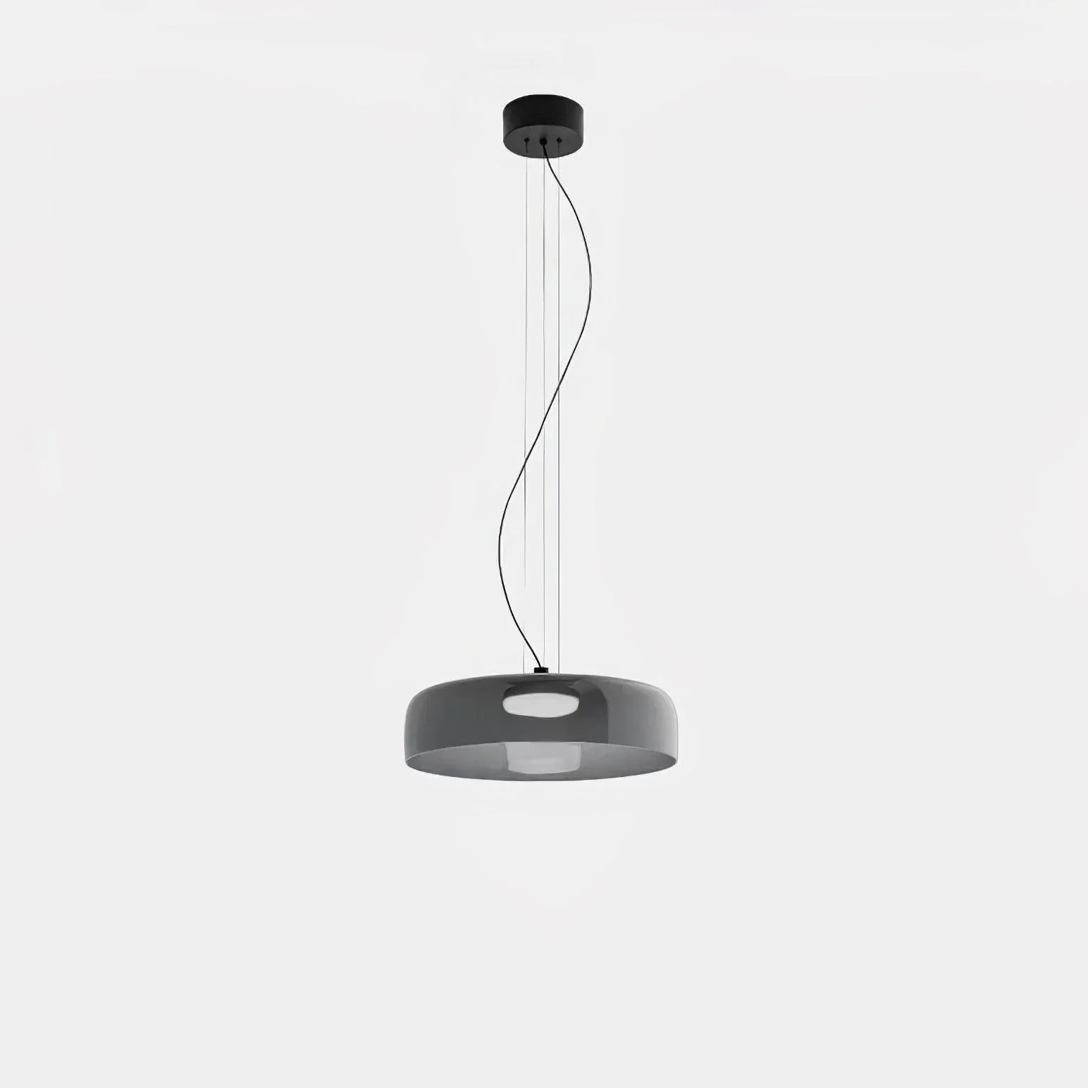 Modern smoke grey pendant lamp with glossy finish, suspended ceiling light for home decor