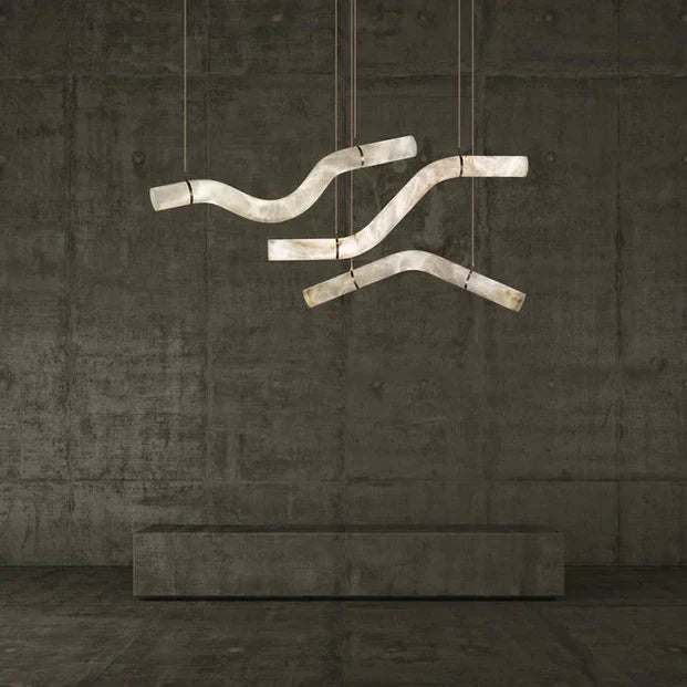 Modern Creative Alabaster Curved Chandelier for Living/Dining Room - YhLamps