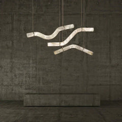 Modern Creative Alabaster Curved Chandelier for Living/Dining Room - YhLamps