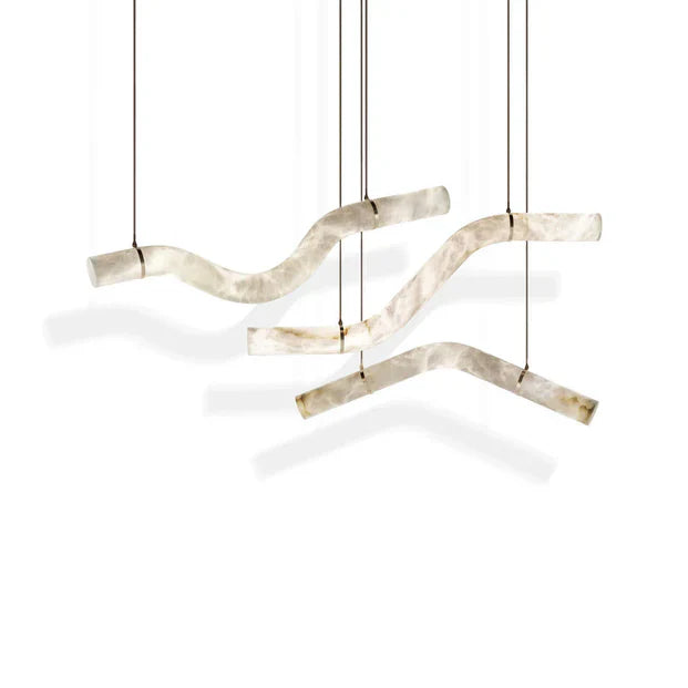 Modern Creative Alabaster Curved Chandelier for Living/Dining Room - YhLamps