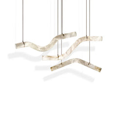 Modern Creative Alabaster Curved Chandelier for Living/Dining Room - YhLamps