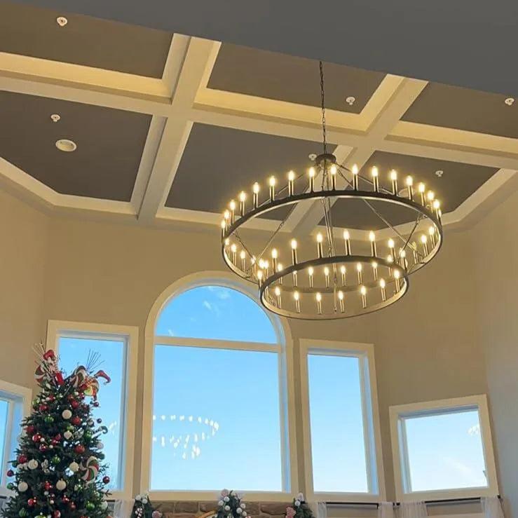 Vintage Candelabra Two-Tier Round Chandelier - YhLamps