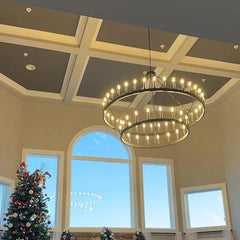 Vintage Candelabra Two-Tier Round Chandelier - YhLamps