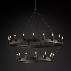 Vintage Candelabra Two-Tier Round Chandelier - YhLamps