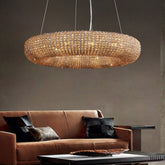Luxury Crystal Halo Amber Round Chandeliers - YhLamps