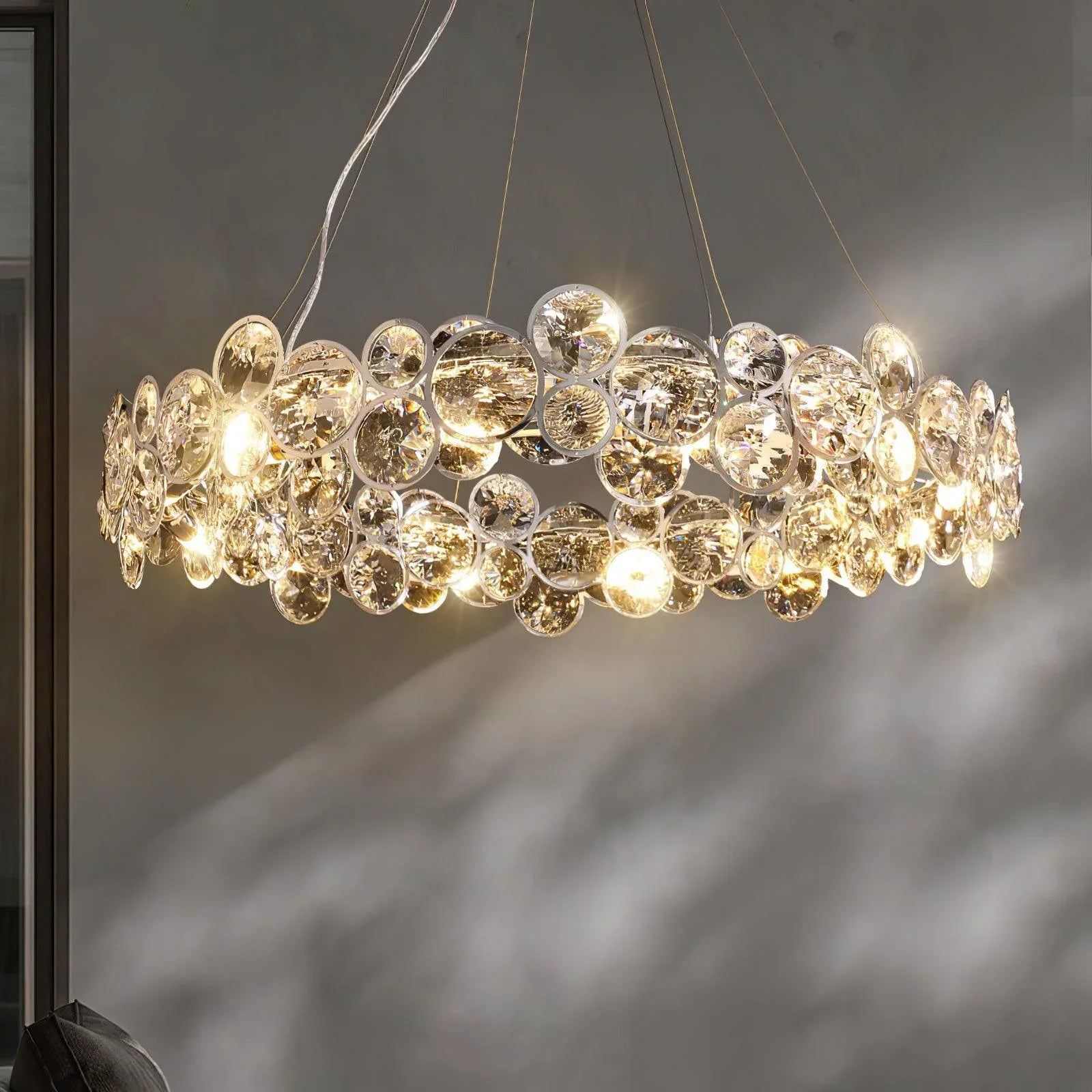 Chrome Round Crystal Chandelier - YhLamps