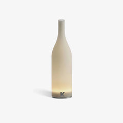 Modern white bottle-shaped table lamp with warm LED light, touch switch, from YH Lamps.