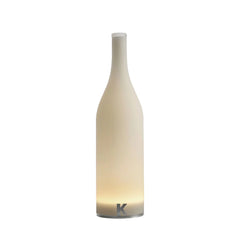 Modern white bottle-shaped table lamp with warm light, built-in battery, YH Lamps design