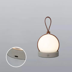 Modern bola lantern table lamp with touch switch, built-in battery, brown and dark gray base from YH Lamps