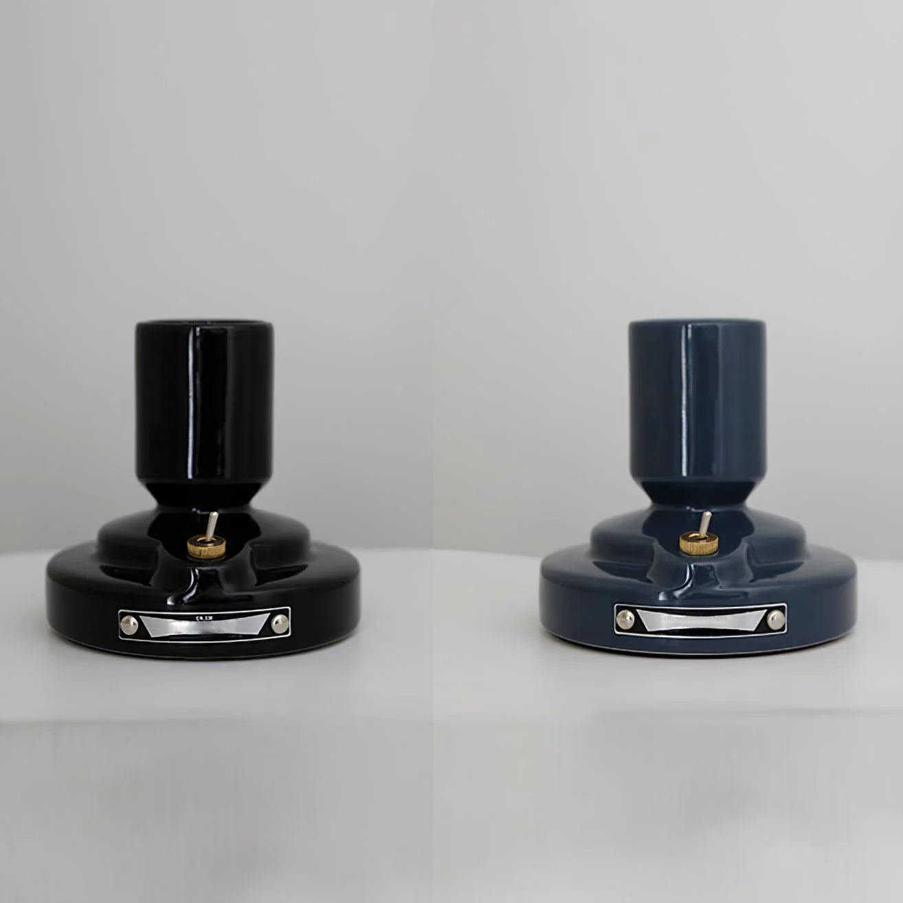 Modern black and navy blue YH Lamps USB table lamps with built-in battery on white surface