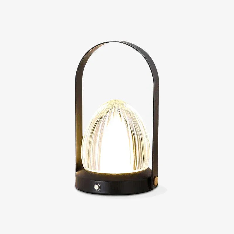 Modern black table lamp with built-in battery, clear dome shade, touch switch from YH Lamps