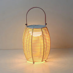 Yellow and white USB lantern table lamp with built-in battery, portable modern lighting by YH Lamps