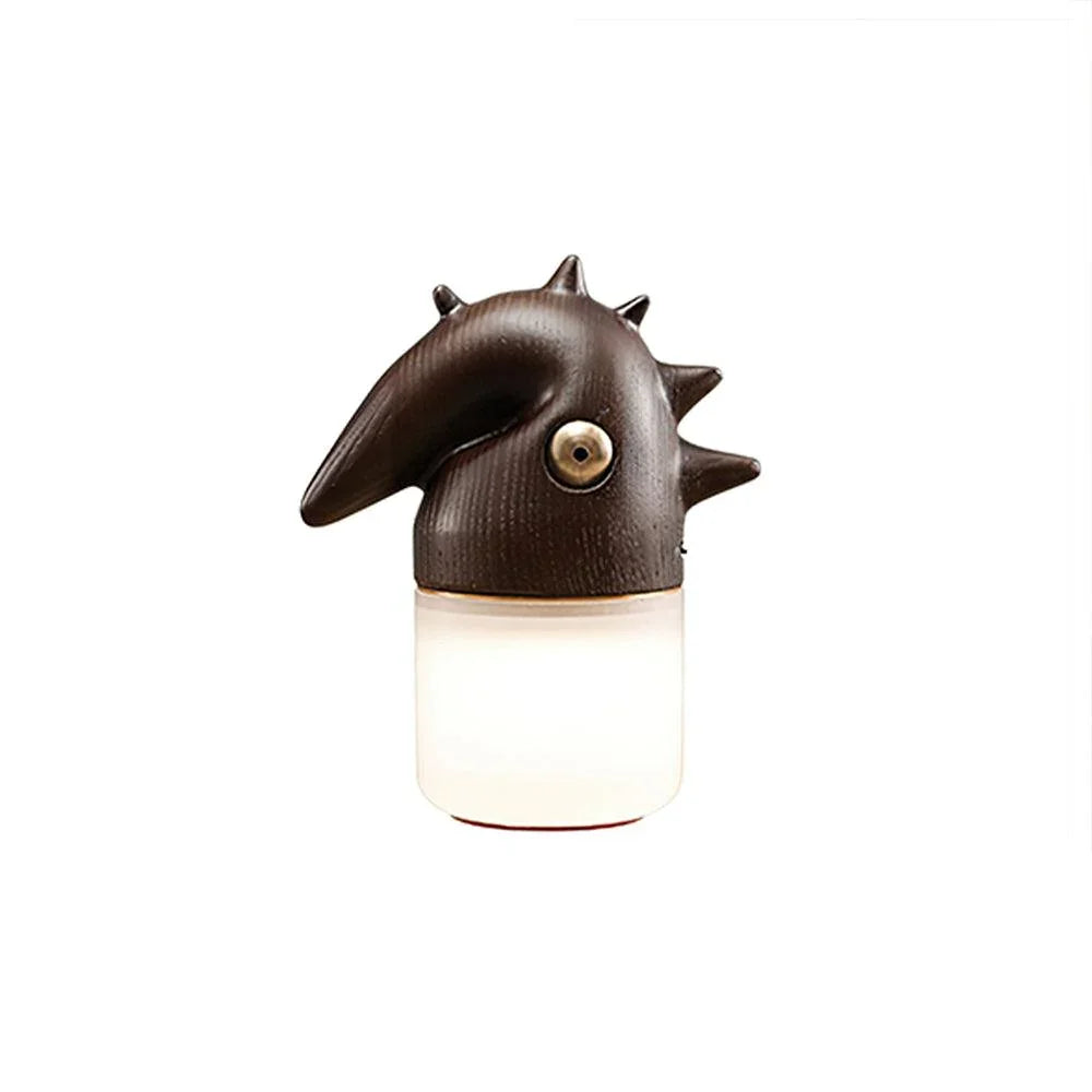 Modern wood color table lamp with spiked design and warm light, YH Lamps collection