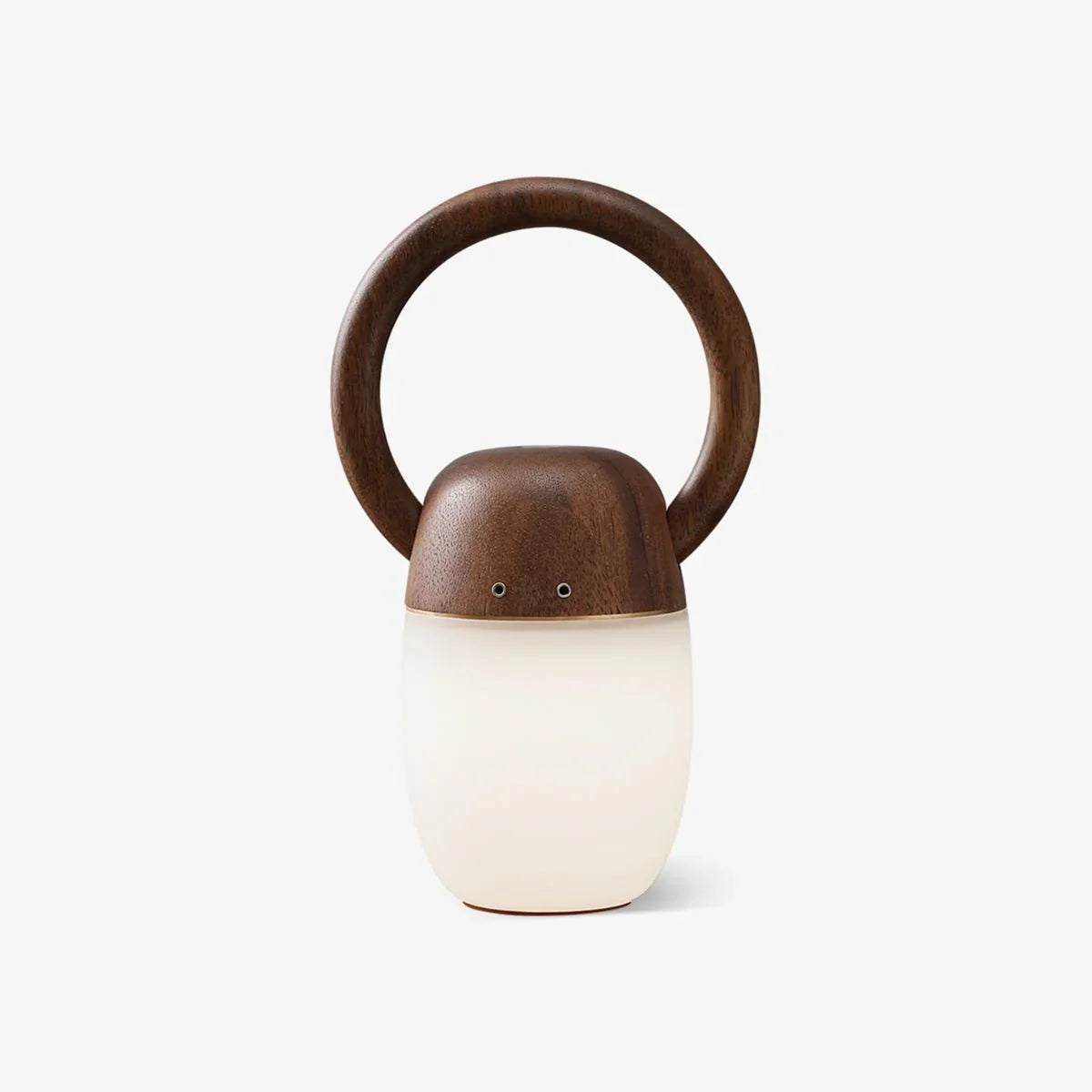 Modern wood and frosted glass table lamp with round handle, warm light, YH Lamps home lighting