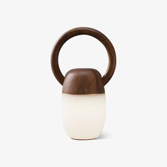 Modern wood and frosted glass table lamp with round handle, warm light, YH Lamps home lighting