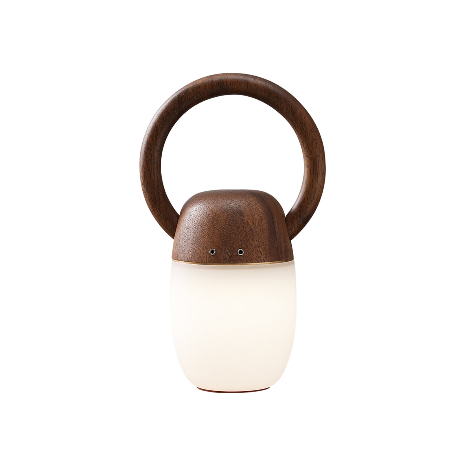 Modern zen Buddha table lamp with wooden top and ring handle, warm ambient light, YH Lamps