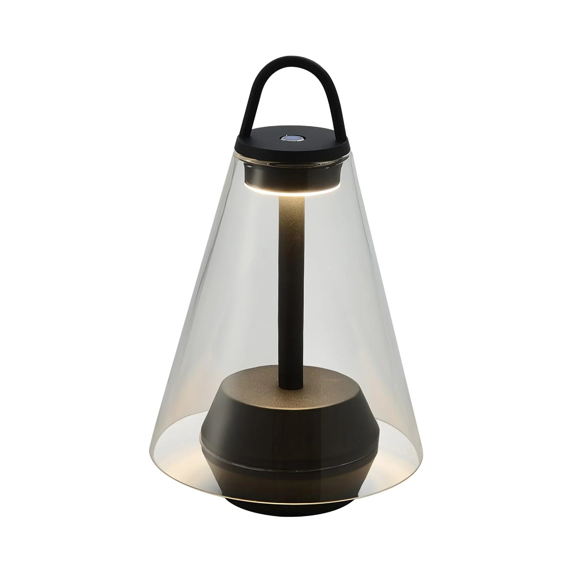 Modern black and clear table lamp with warm light and built-in battery from YH Lamps