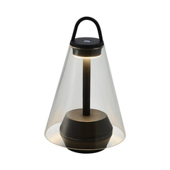 Modern black and clear table lamp with warm light and built-in battery from YH Lamps