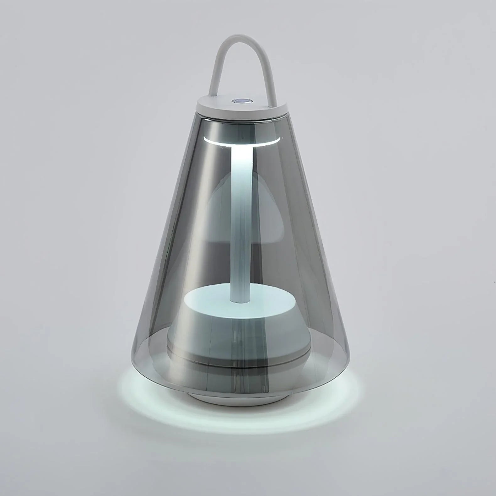 Modern black and clear cone-shaped table lamp with built-in battery from YH Lamps
