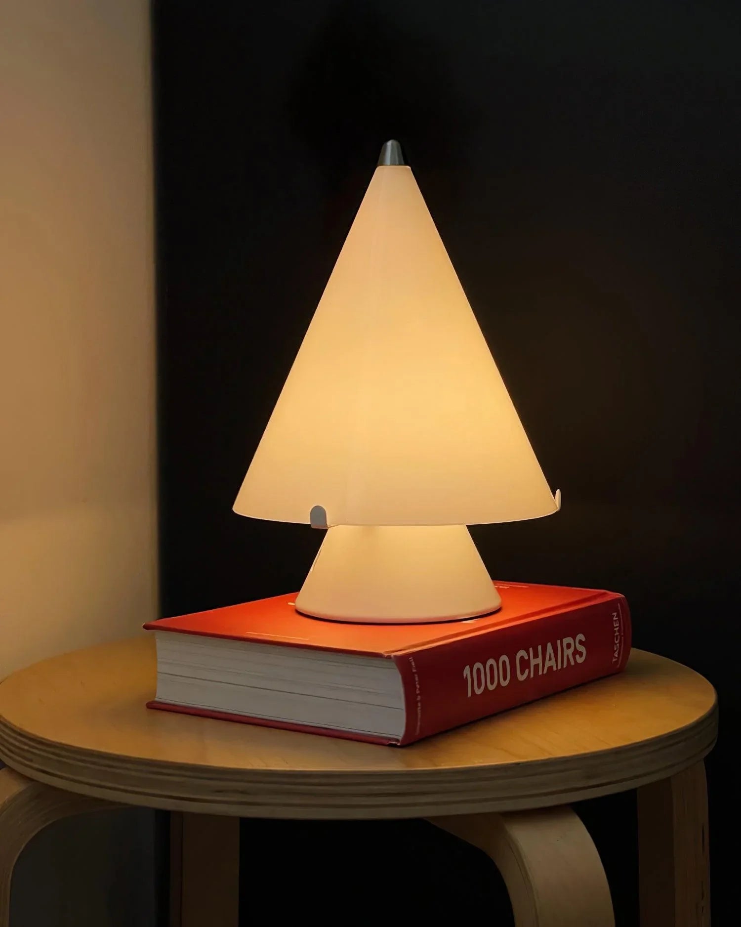 Modern white table lamp with touch switch on wooden table, YH Lamps home lighting