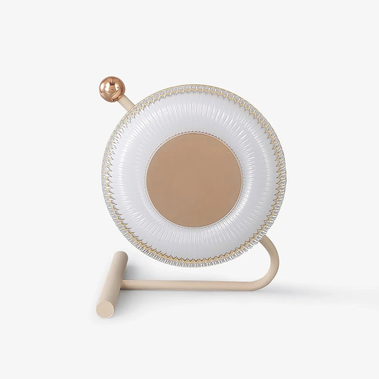 Modern round table lamp with gold and white accents on minimalist stand, YH Lamps home lighting