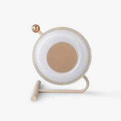 Modern round table lamp with gold and white accents on minimalist stand, YH Lamps home lighting