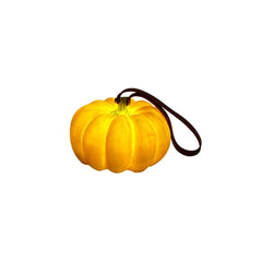 Yellow pumpkin-shaped portable table lamp with leather strap, modern USB design by YH Lamps