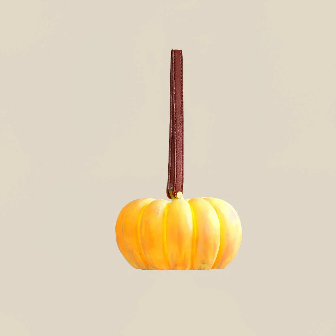 Yellow pumpkin-shaped portable table lamp with brown handle, modern YH Lamps design