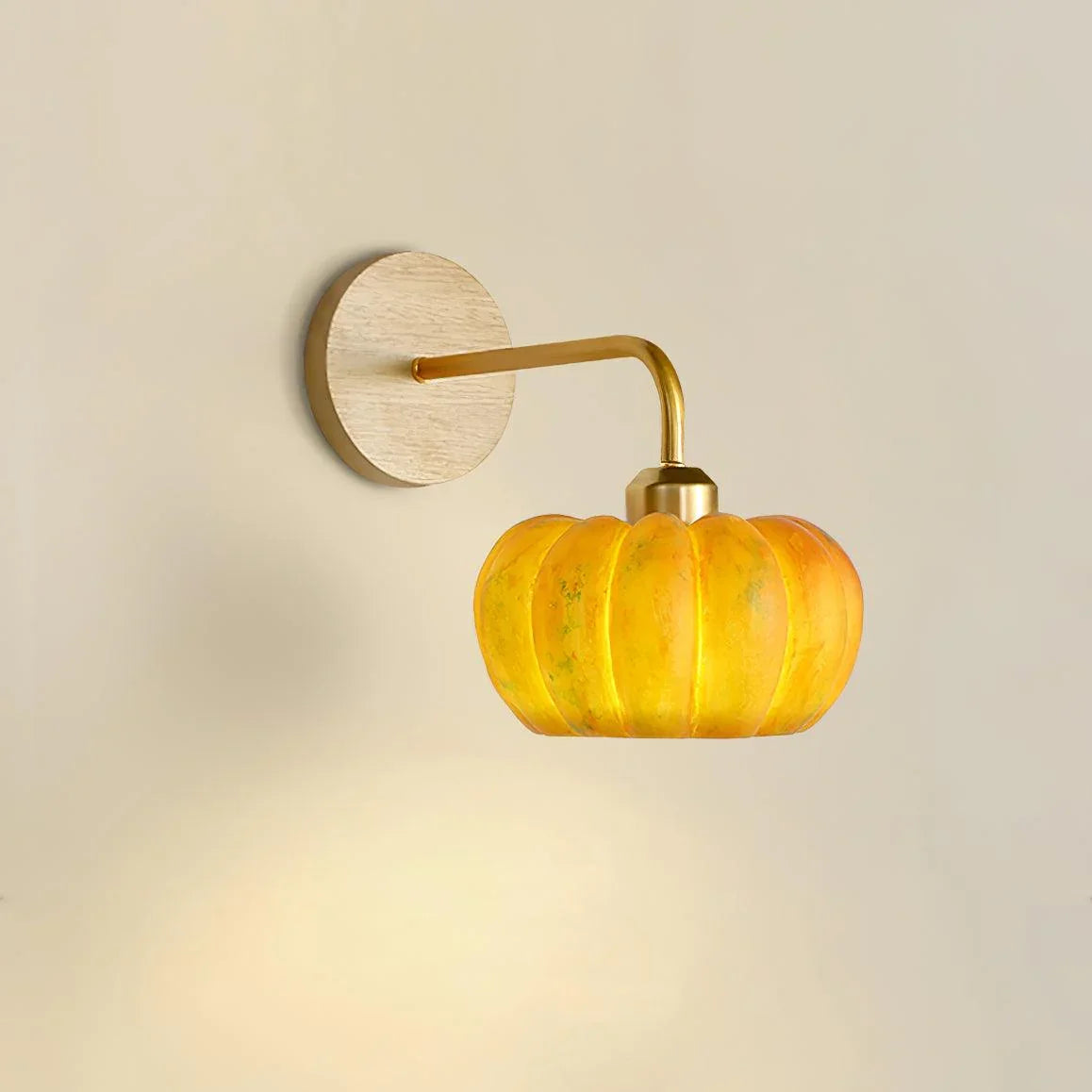 Yellow gold pumpkin-shaped wall lamp with round base, modern sconce from YH Lamps