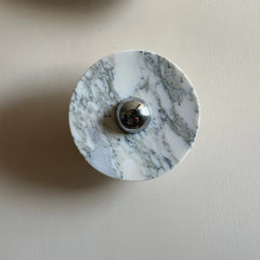 Modern marble wall lamp with chrome touch switch mounted on light wall, YH Lamps lighting