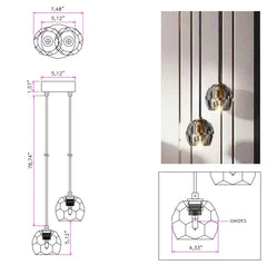 Belle De Crystal 2 Lights Pendant - YhLamps