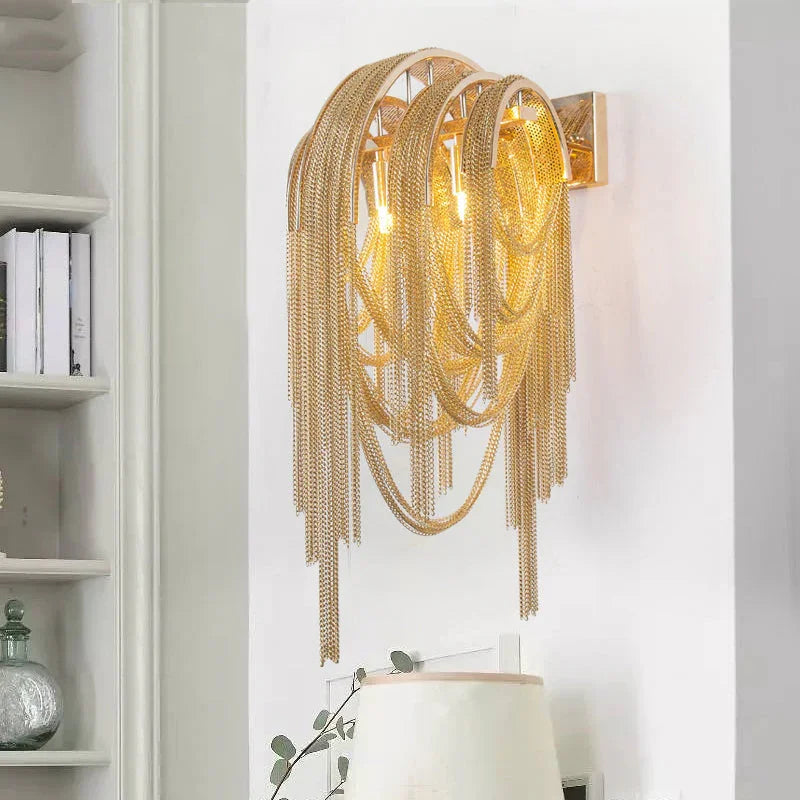 Sophia Modern Aluminum Chain Tassel Wall Sconce - YhLamps