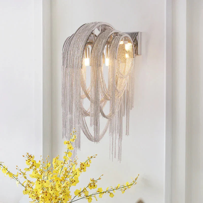 Sophia Modern Aluminum Chain Tassel Wall Sconce - YhLamps