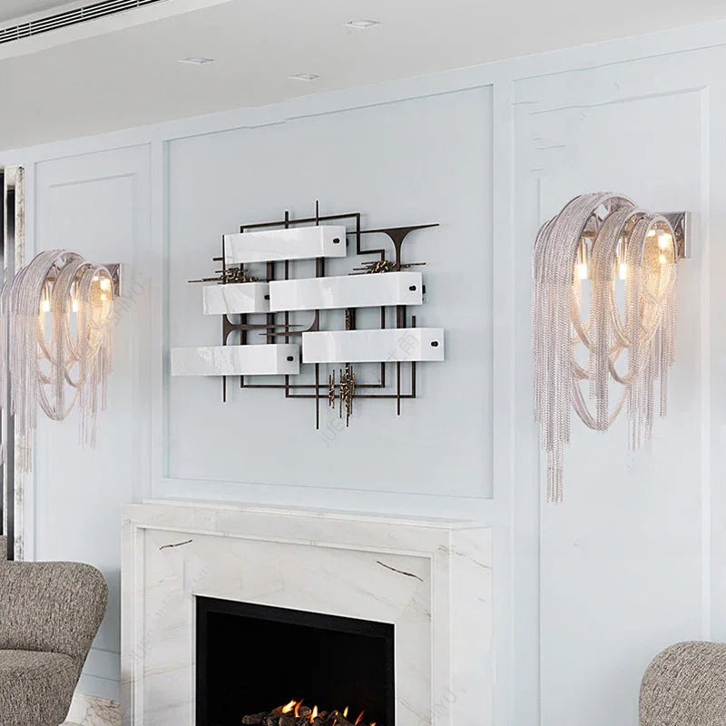 Sophia Modern Aluminum Chain Tassel Wall Sconce - YhLamps