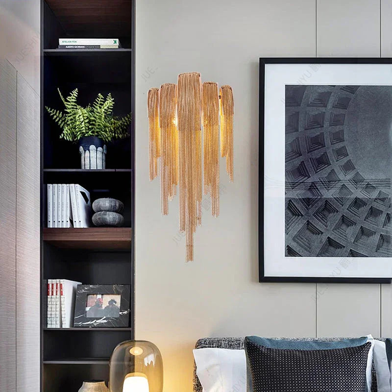 Sophia Modern Aluminum Chain Tassel Wall Sconce - YhLamps