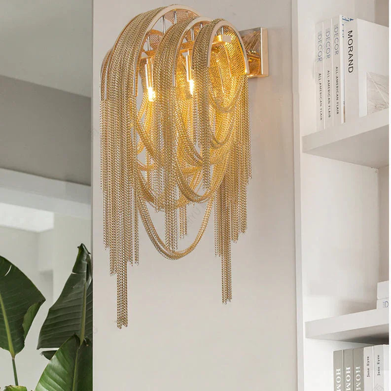 Sophia Modern Aluminum Chain Tassel Wall Sconce - YhLamps