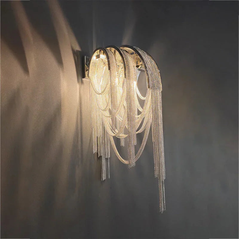 Sophia Modern Aluminum Chain Tassel Wall Sconce - YhLamps