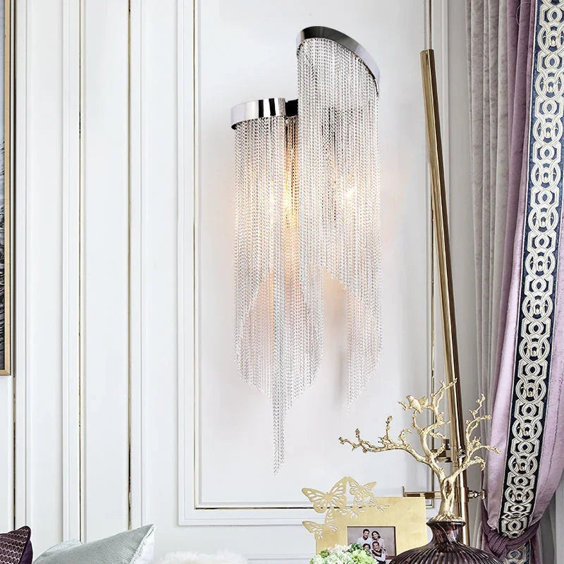 Fiona Aluminum Chain Tassel Wall Sconce - YhLamps