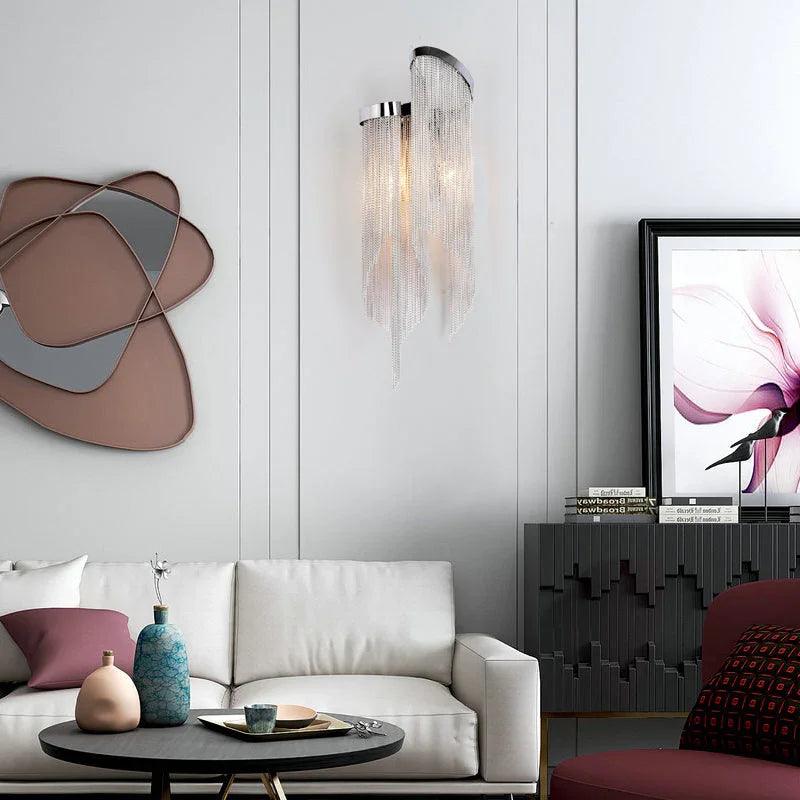 Fiona Aluminum Chain Tassel Wall Sconce - YhLamps