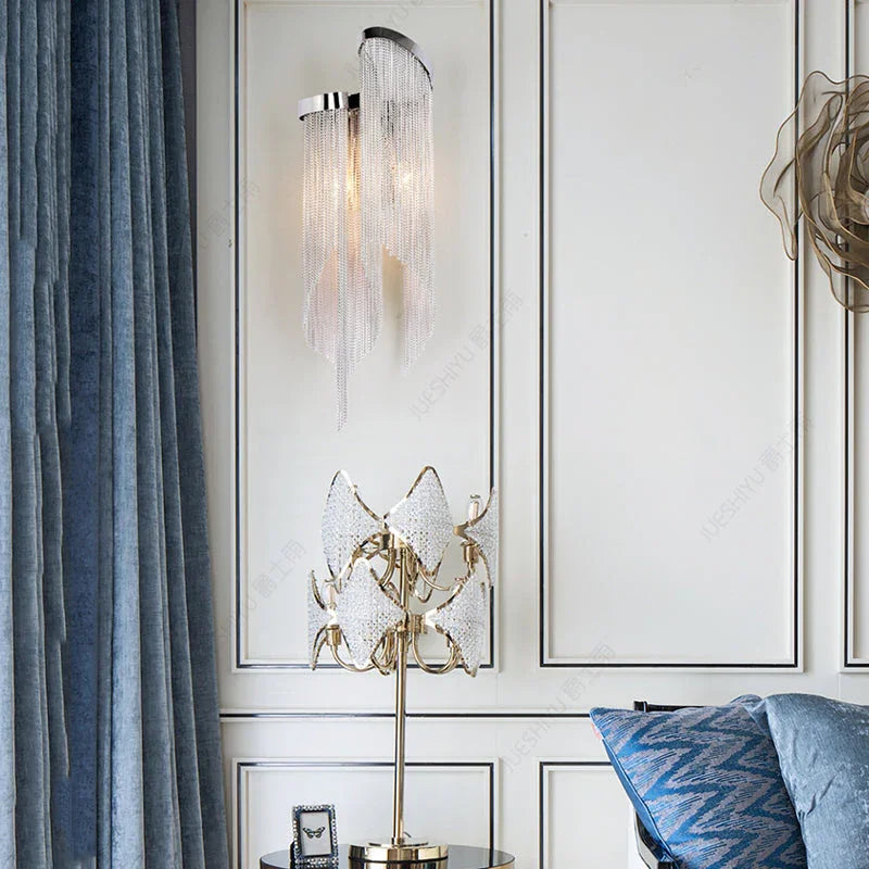 Fiona Aluminum Chain Tassel Wall Sconce - YhLamps