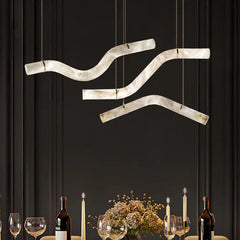 Modern Creative Alabaster Curved Chandelier for Living/Dining Room - YhLamps