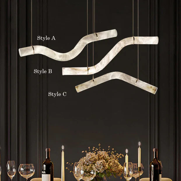 Modern Creative Alabaster Curved Chandelier for Living/Dining Room - YhLamps