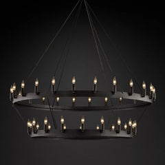 Vintage Candelabra Two-Tier Round Chandelier - YhLamps