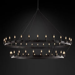 Vintage Candelabra Two-Tier Round Chandelier - YhLamps