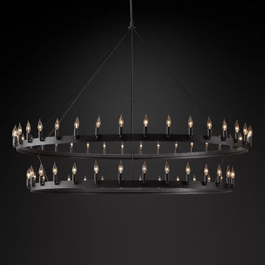 Vintage Candelabra Two-Tier Round Chandelier - YhLamps